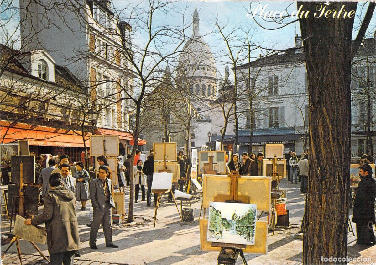 Postales: Tarjeta Postal Plaza del Tertre Montmartre Par&iacute;s con Pintores