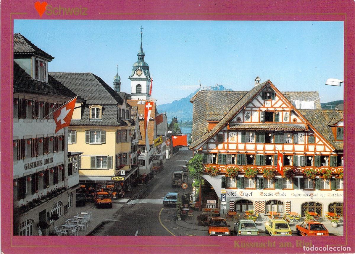 Postales: Postal K&uuml;ssnacht am Rigi, Suiza - Hauptplatz y Hotel Engel