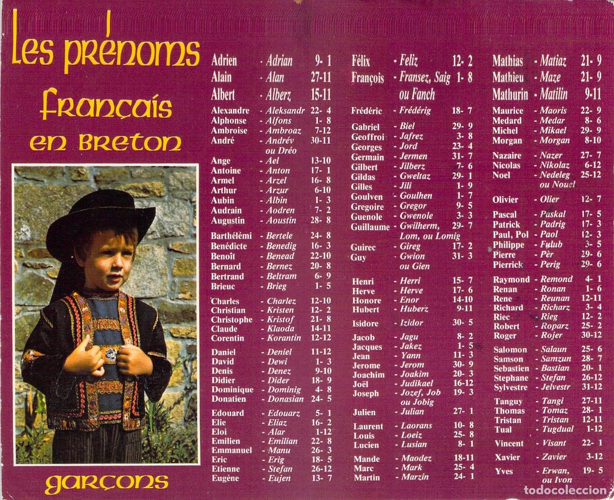 Postales: Postal de Nombres Masculinos Franceses en Bret&oacute;n con Traje T&iacute;pico