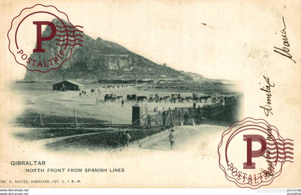 Postales: GIBRALTAR NORTH FRONT FROM SPANISH LINES - Foto 1
