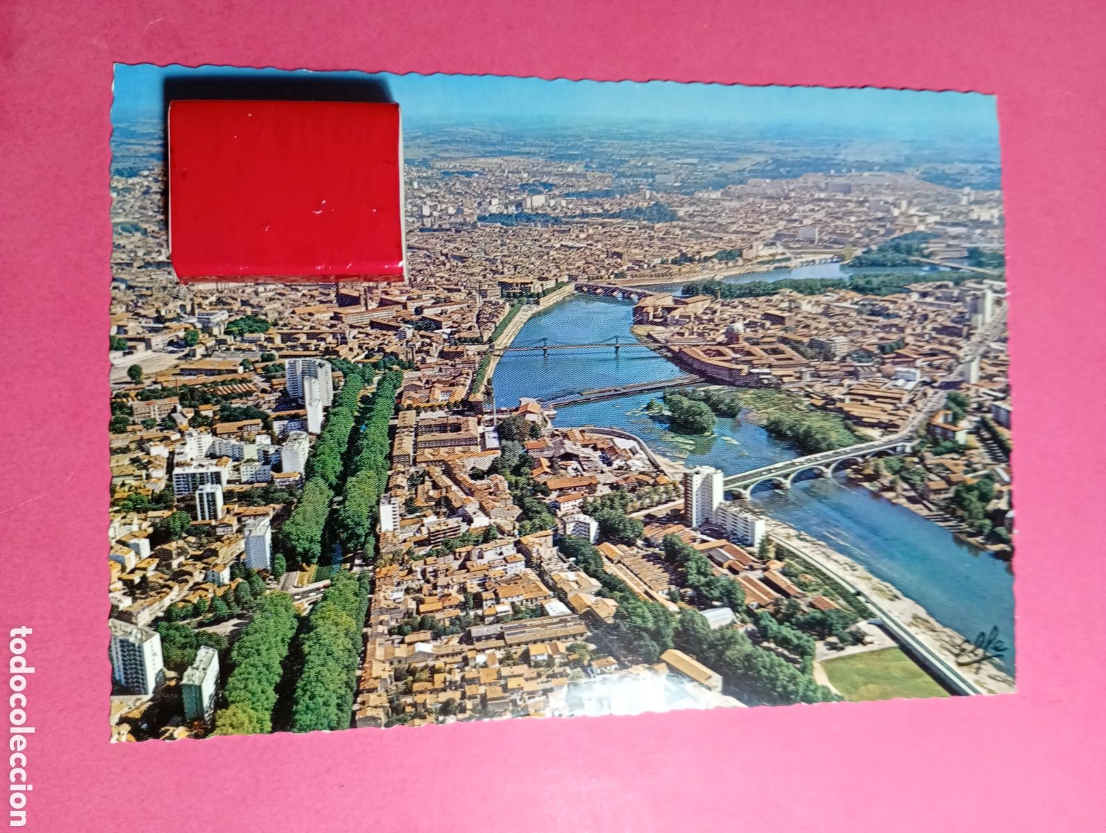 Postales: TOULOUSE H23 LA VILLE ROSE VUE A&Eacute;RIENNE SUR LA GARONE 4 PUENTES - EDITIONS D&acute;ART LABOUCHE FR. R1595