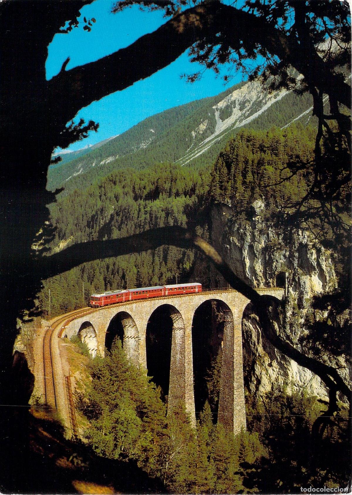 Postales: Postal del Viaducto de Landwasser, Ferrocarril R&eacute;tico, Suiza