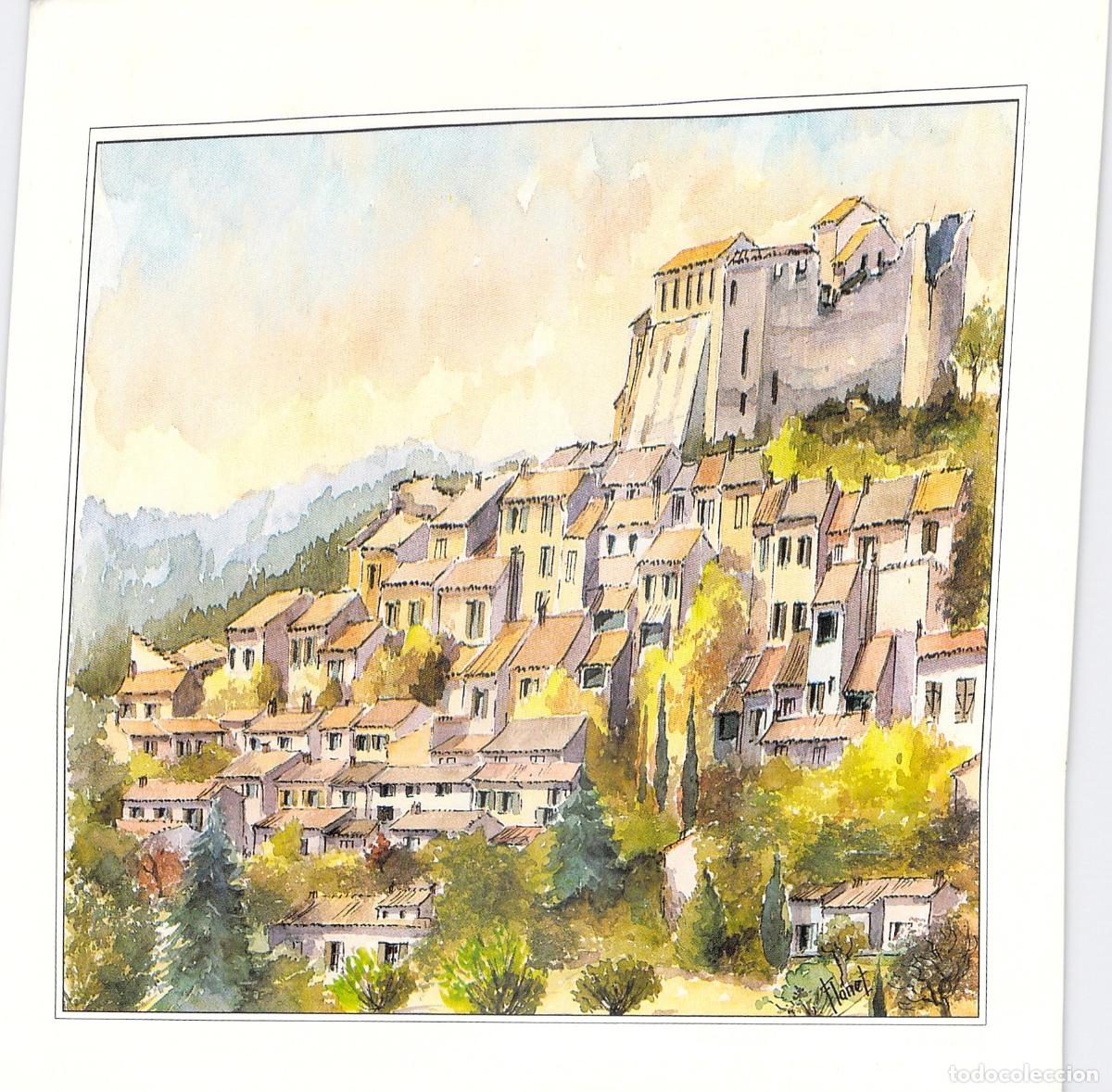 Postales: Postal de Gr&eacute;oux-les-Bains, Acuarela de Michel Flanet