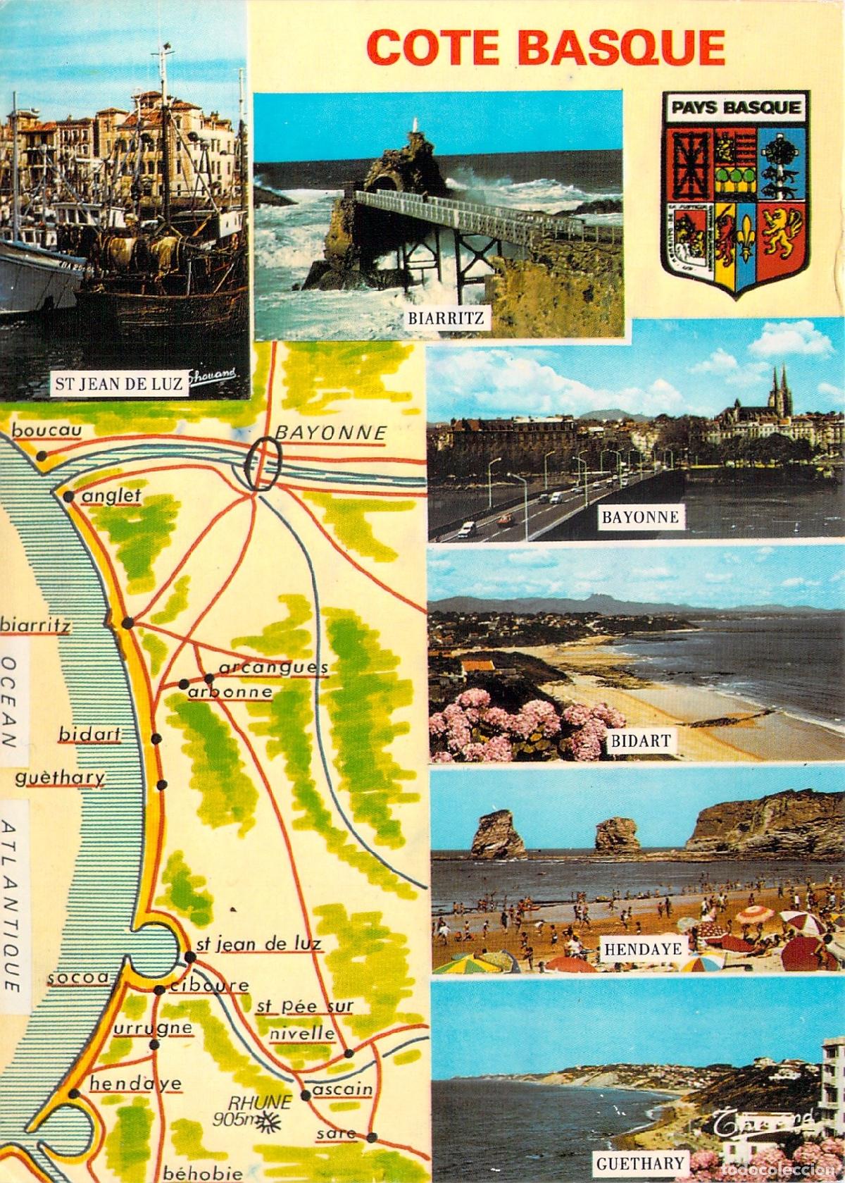 Postales: Postal de la Costa Vasca con Vistas de Biarritz, Bayona y Hendaya