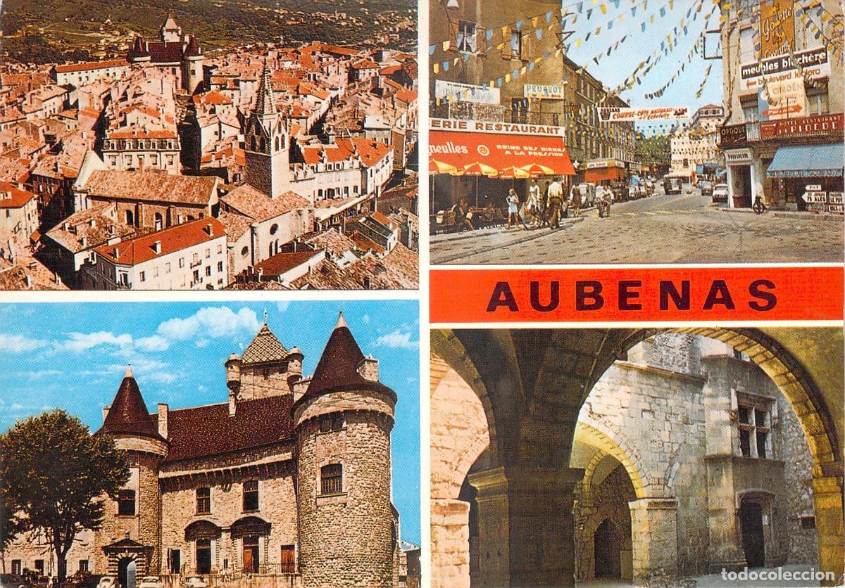 Postales: Tarjeta Postal de Aubenas, Francia - Multivista del Castillo y Ciudad