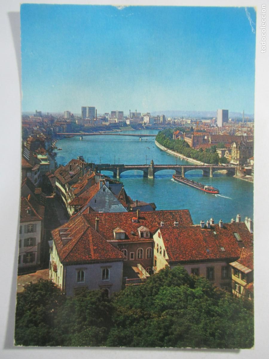 Postales: Basel / Bale - View on Rhine and Bridges - Escrita