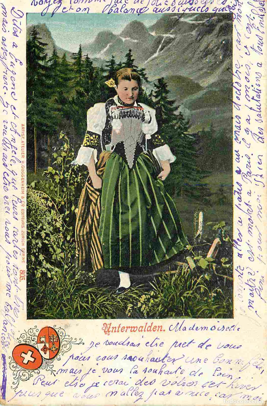 Cartes Postales: Carte Postale Ancienne - Suisse - Unterwalden - Mademoiselle - Anim&eacute;e - Folklore Sc&egrave;nes et Types - P