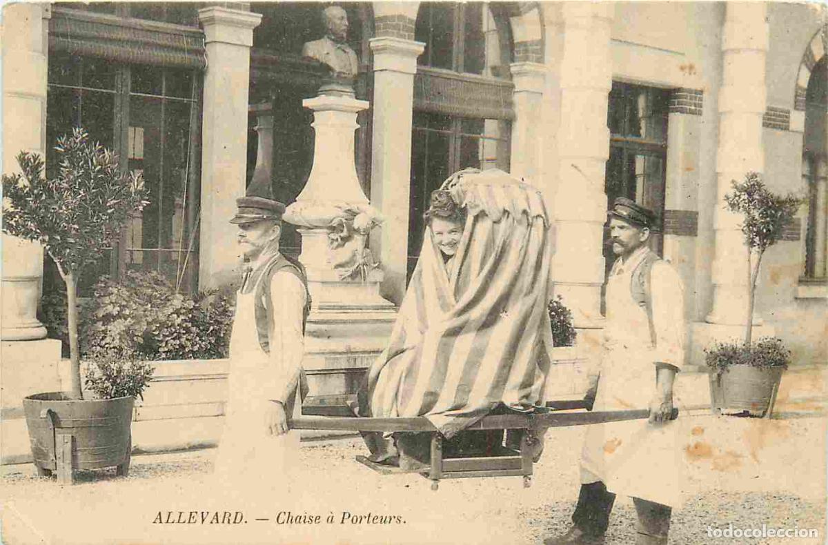 Postcards: Carte Postale Ancienne - 38 - Allevard - Chaise &agrave; porteurs - Anim&eacute;e - CPA - Oblit&eacute;ration - Etat pli