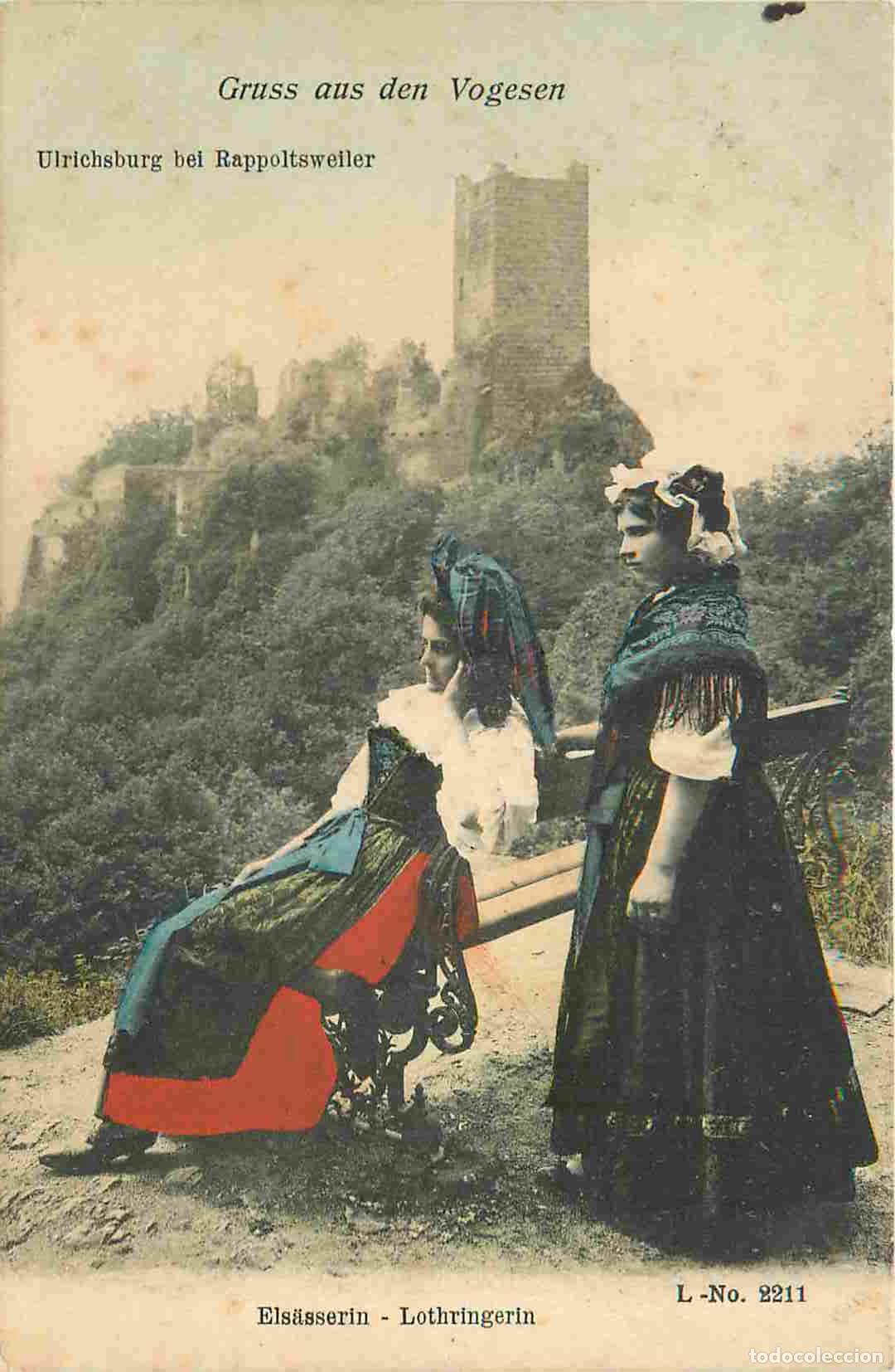 Postcards: Carte Postale Ancienne - France - Alsace - Gruss aus den Vogesen Ulrichsburg Els&auml;sserin - Lothringer