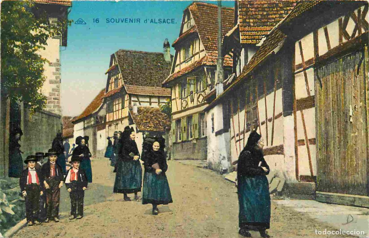 Postcards: Carte Postale Ancienne - France - Alsace - Souvenir d'alsace - Anim&eacute;e - Folklore Sc&egrave;nes et Types - C