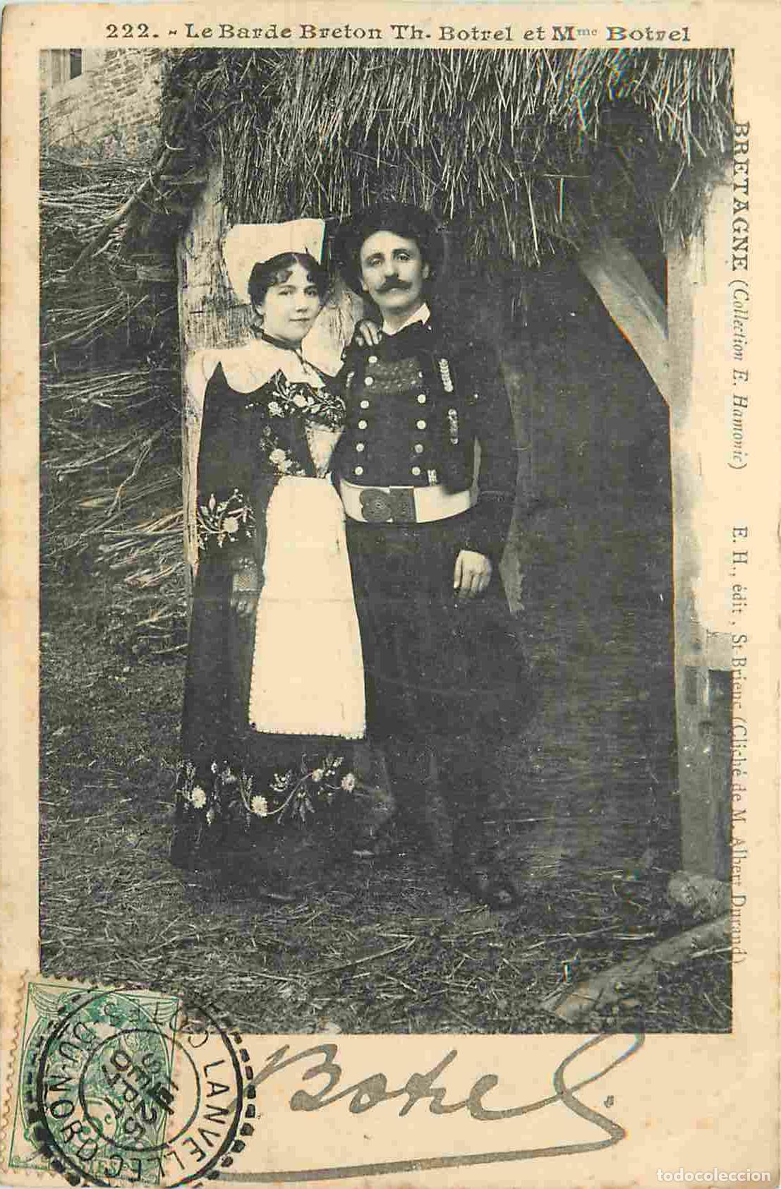 Cartes Postales: Carte Postale Ancienne - France - Bretagne - Le barde breton Th Botrel et Mme Botrel - Anim&eacute;e - Folk