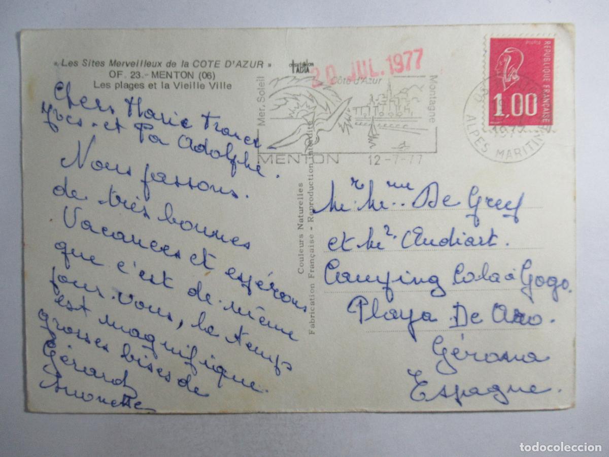 Postales: Francia - Menton - Circulada - Foto 2