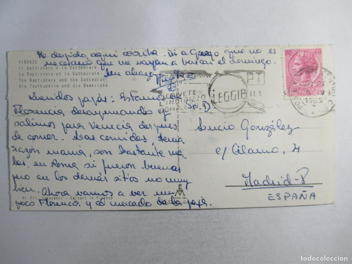Postales: Firenze - Circulada 14,7 x 7,2 cm. - Foto 2