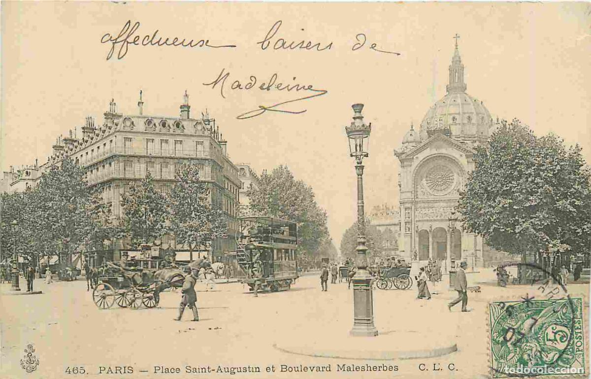 Postales: Carte Postale Ancienne - 75 - Paris - Place saint-augustin et boulevard malesherbes - Anim&eacute;e - Pr&eacute;cu