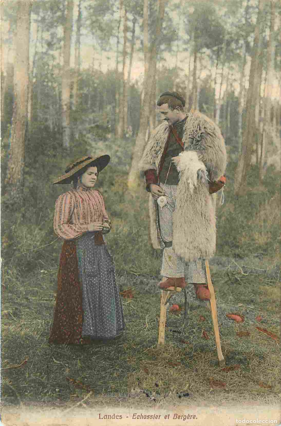 Postcards: Carte Postale Ancienne - 40 - Landes - Echassier et berg&egrave;re - Anim&eacute;e - Folklore Sc&egrave;nes et Types - Co