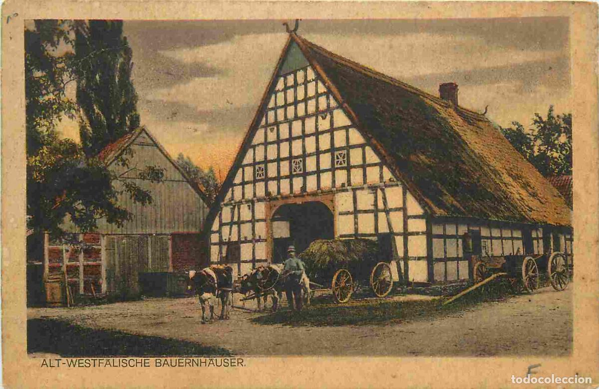 Postcards: Carte Postale Ancienne - Allemagne - Westfalen - Mindenerland - Alt-westf&auml;lische bauernh&auml;user bauern