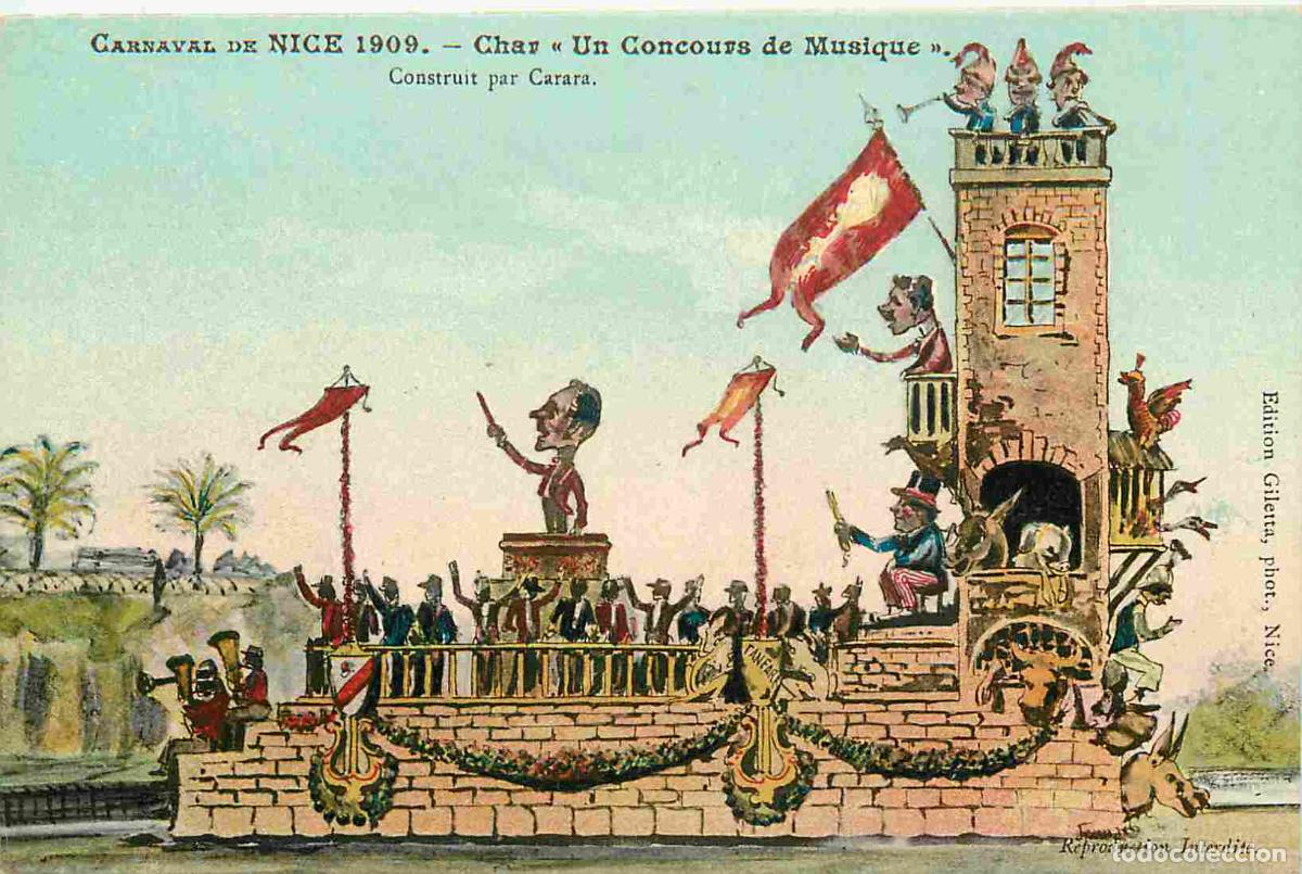 Postcards: Carte Postale Ancienne - 06 - Nice - Carnaval de nice 1909 - char un concours de musique construit p