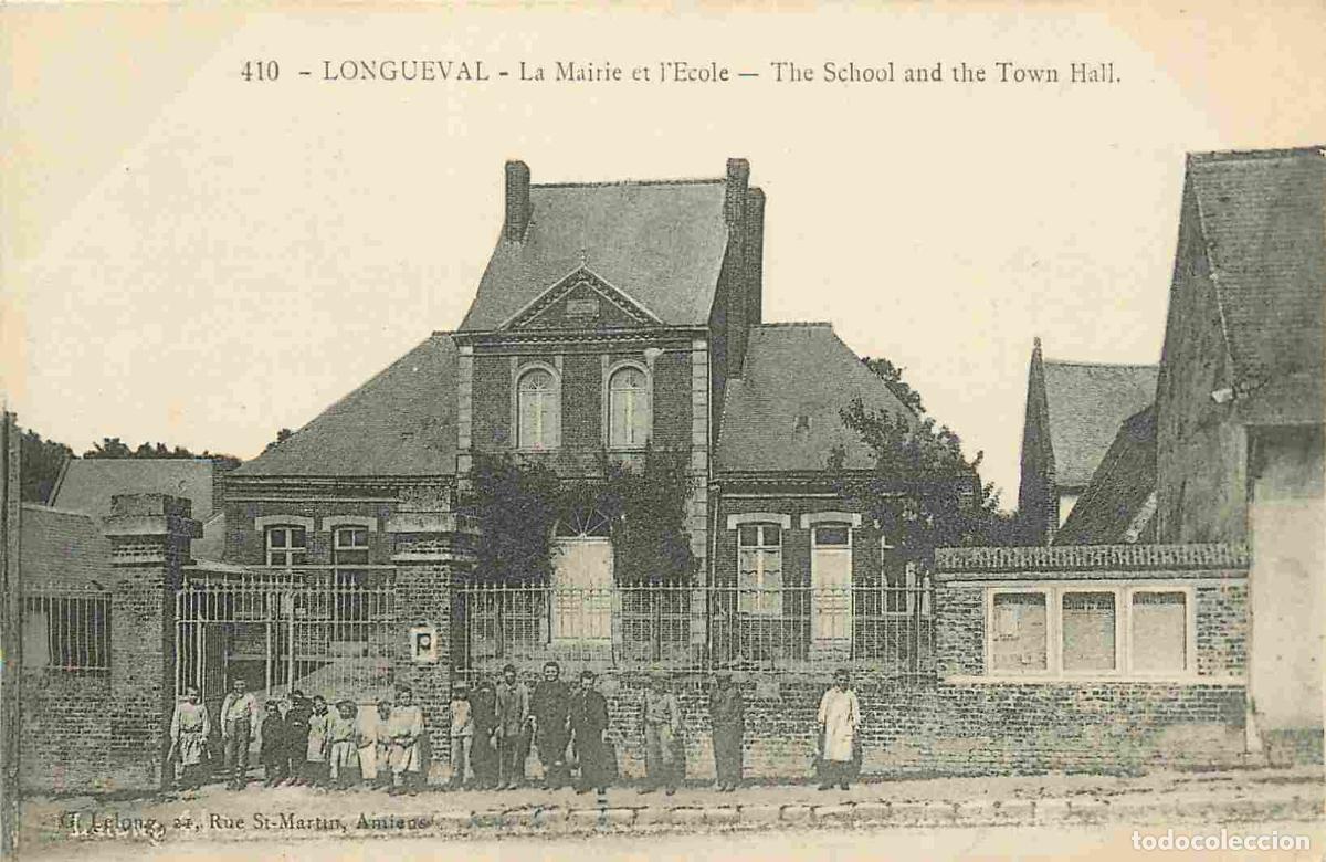 Cartes Postales: Carte Postale Ancienne - 80 - Longueval - La mairie et l'ecole - Anim&eacute;e - CPA - Voir Scans Recto-Ver