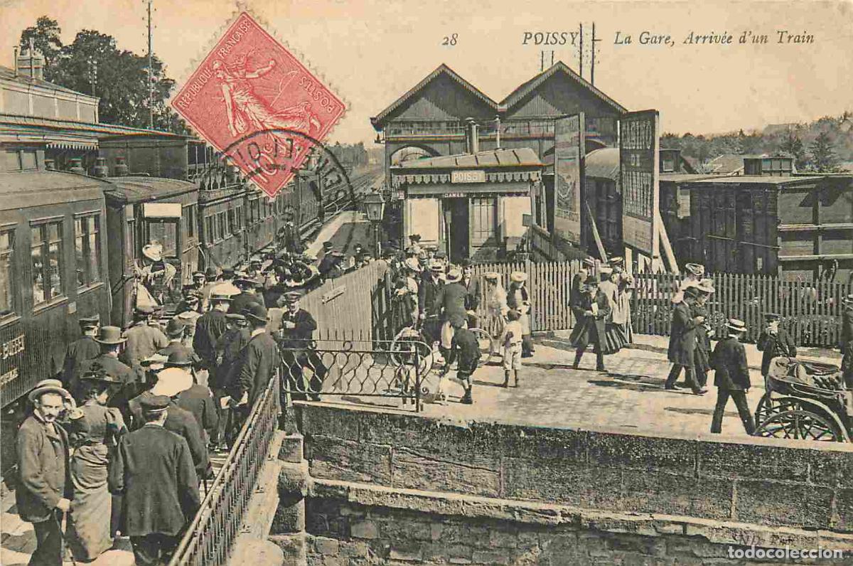 Cartes Postales: Carte Postale Ancienne - 78 - Poissy - La gare - Arriv&eacute;e d'un train - Anim&eacute;e - CPA - Oblit&eacute;ration de