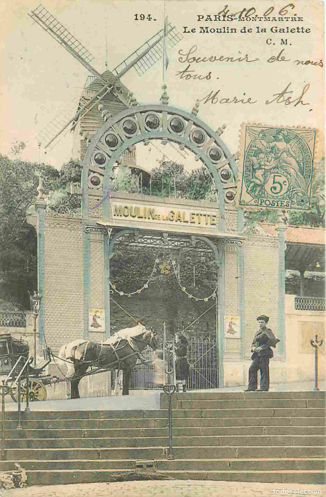 Cartes Postales: Carte Postale Ancienne - 75 - Paris - Le moulin de la galette - Anim&eacute;e - Coloris&eacute;e - CPA - Oblit&eacute;rat