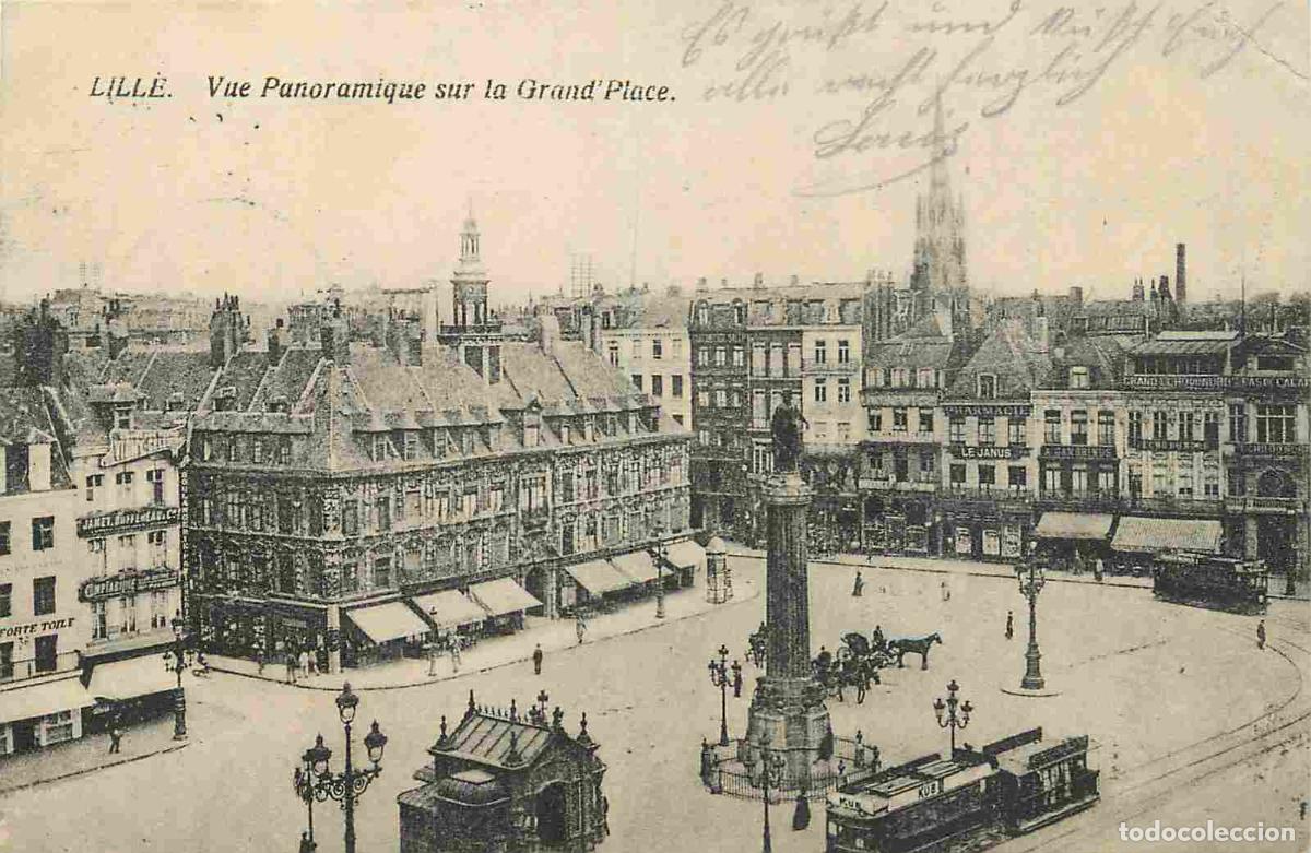 Cartes Postales: Carte Postale Ancienne - 59 - Lille - Vue panoramique sur la grand'place - CPA - Oblit&eacute;ration de 191