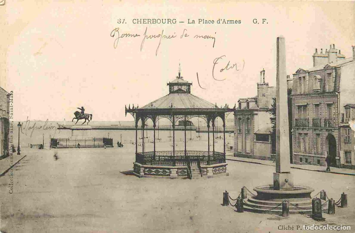 Cartes Postales: Carte Postale Ancienne - 50 - Cherbourg - La place d'armes - Kiosque &agrave; Musique - CPA - Oblit&eacute;ration