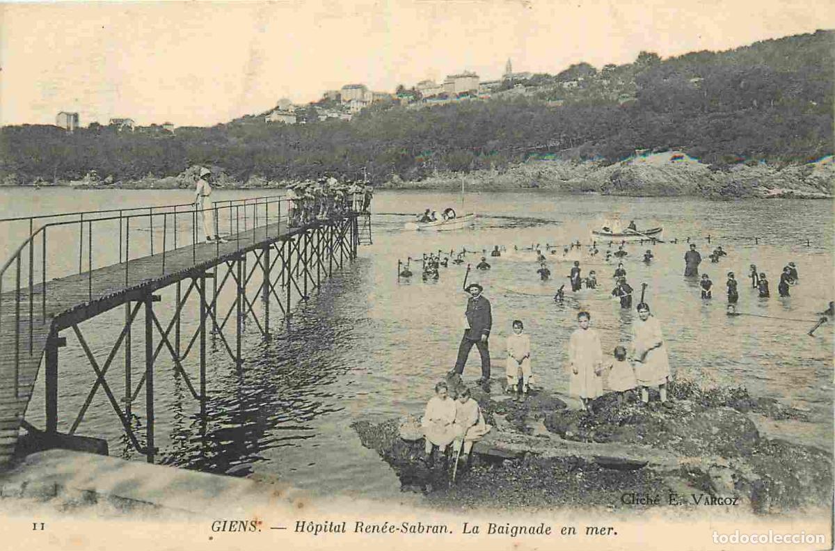 Cartes Postales: Carte Postale Ancienne - 83 - Giens - H&ocirc;pital ren&eacute;e-sabran la baignade en mer - Anim&eacute;e - CPA - Voir