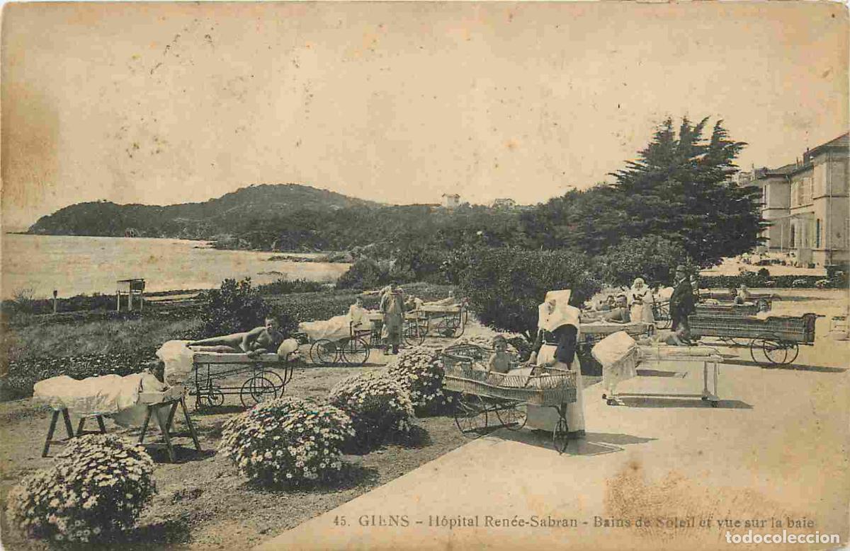 Postais: Carte Postale Ancienne - 83 - Giens - H&ocirc;pital ren&eacute;e-sabran - bains de soleil et vue sur la baie - An