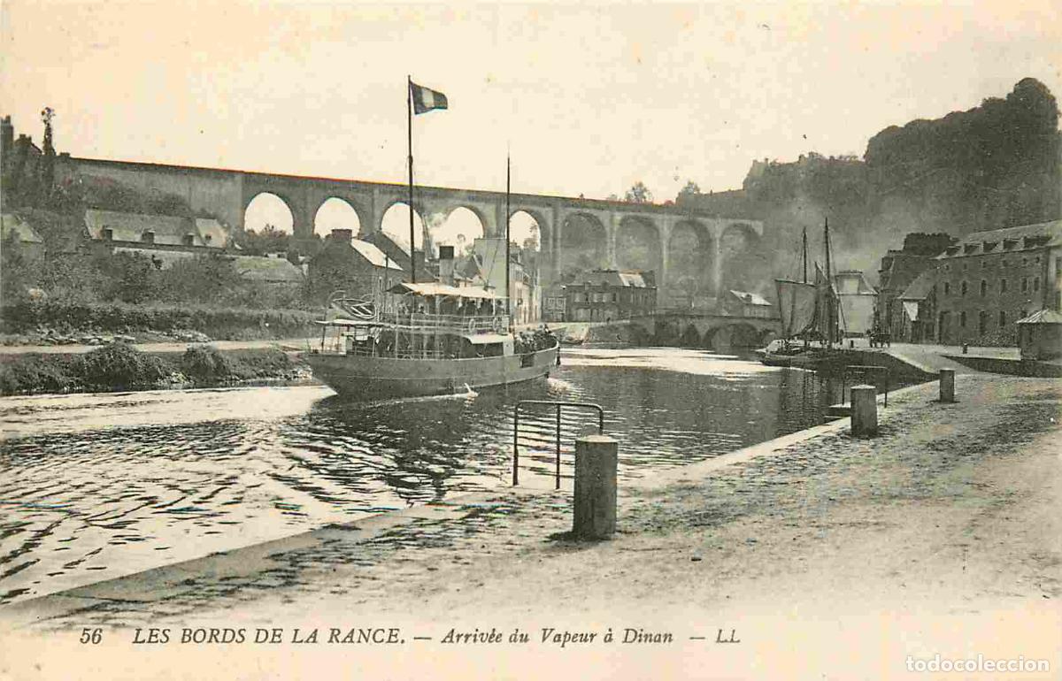 Cartes Postales: Carte Postale Ancienne - 22 - C&ocirc;tes-d'Armor - Dinan - Les bords de la rance - arriv&eacute;e du vapeur &agrave; Di