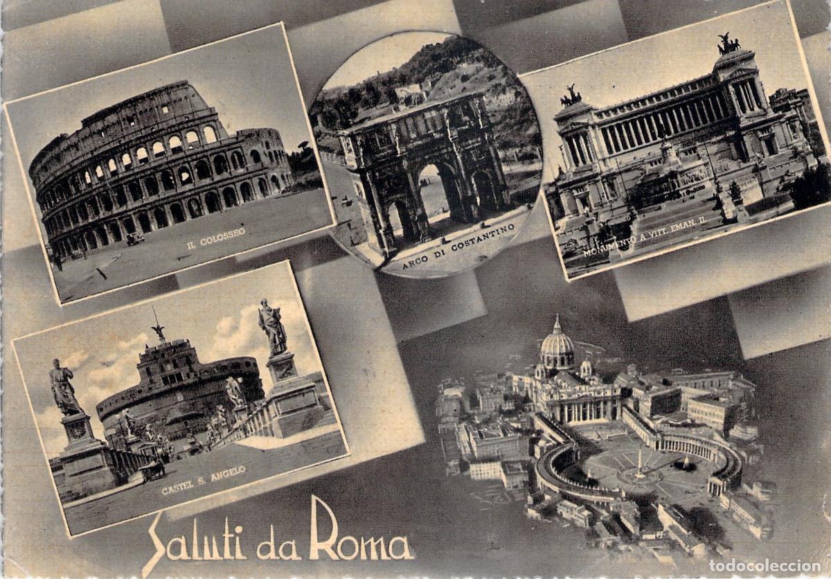 Postcards: Postal Saluti da Roma Multivista con Coliseo y Plaza de San Pedro