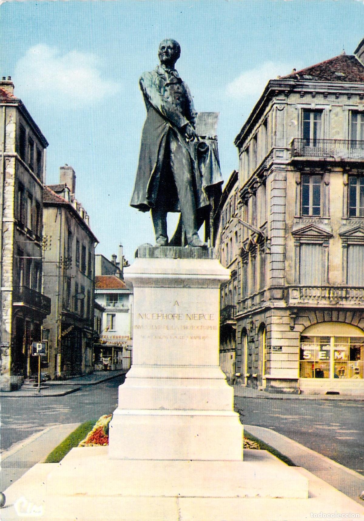 Postcards: Postal Estatua de Nic&eacute;phore Ni&eacute;pce en Chalon-sur-Sa&ocirc;ne, Francia