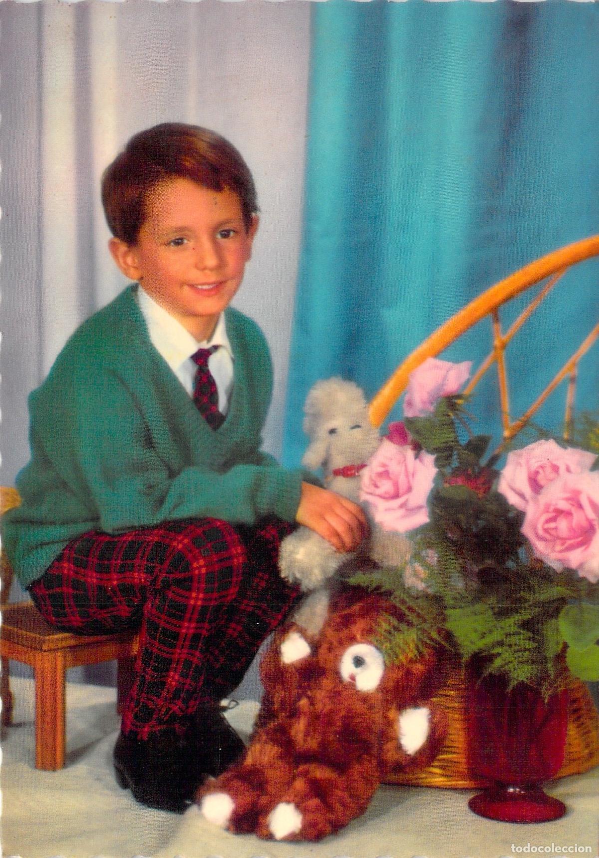 Postales: Postal Francesa Retrato de Ni&ntilde;o con Rosas y Juguetes