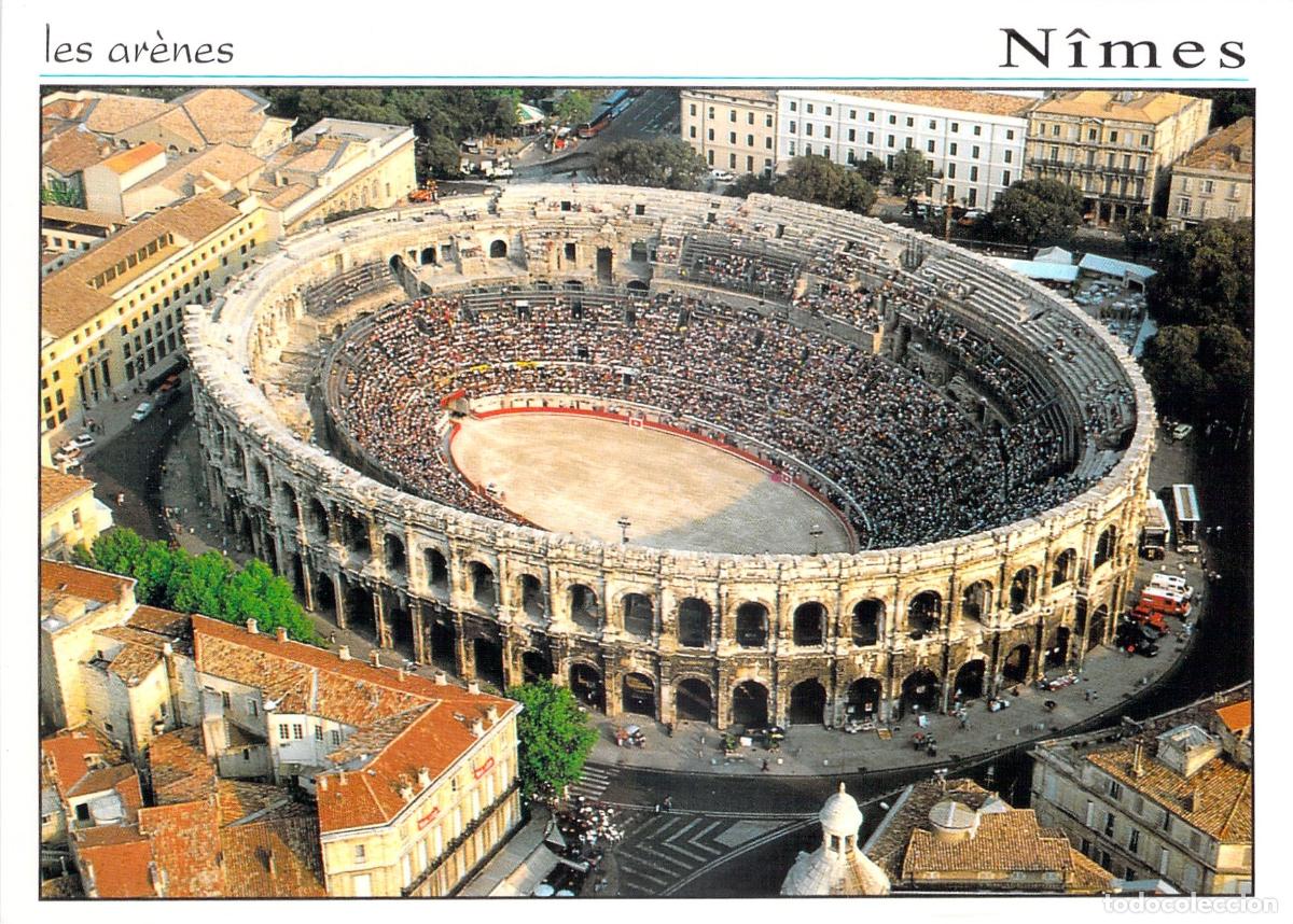 Postales: Postal de Nimes: Vista A&eacute;rea del Anfiteatro Romano