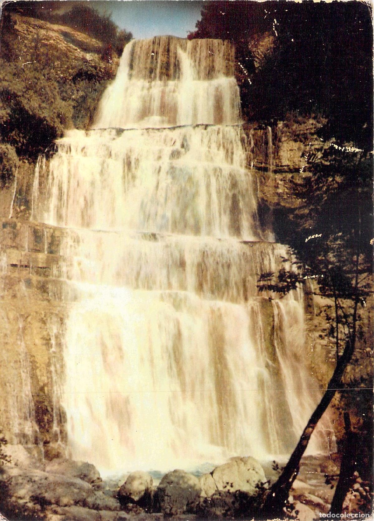 Postcards: Postal de la Cascada en Abanico, Cours du H&eacute;risson, Jura, Francia