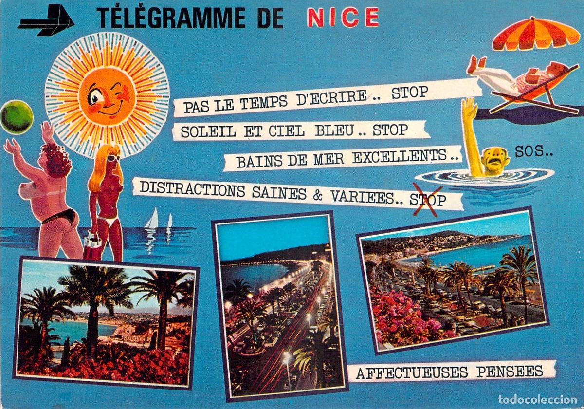 Postcards: Tarjeta Postal de Niza Estilo Telegrama Costa Azul Francia