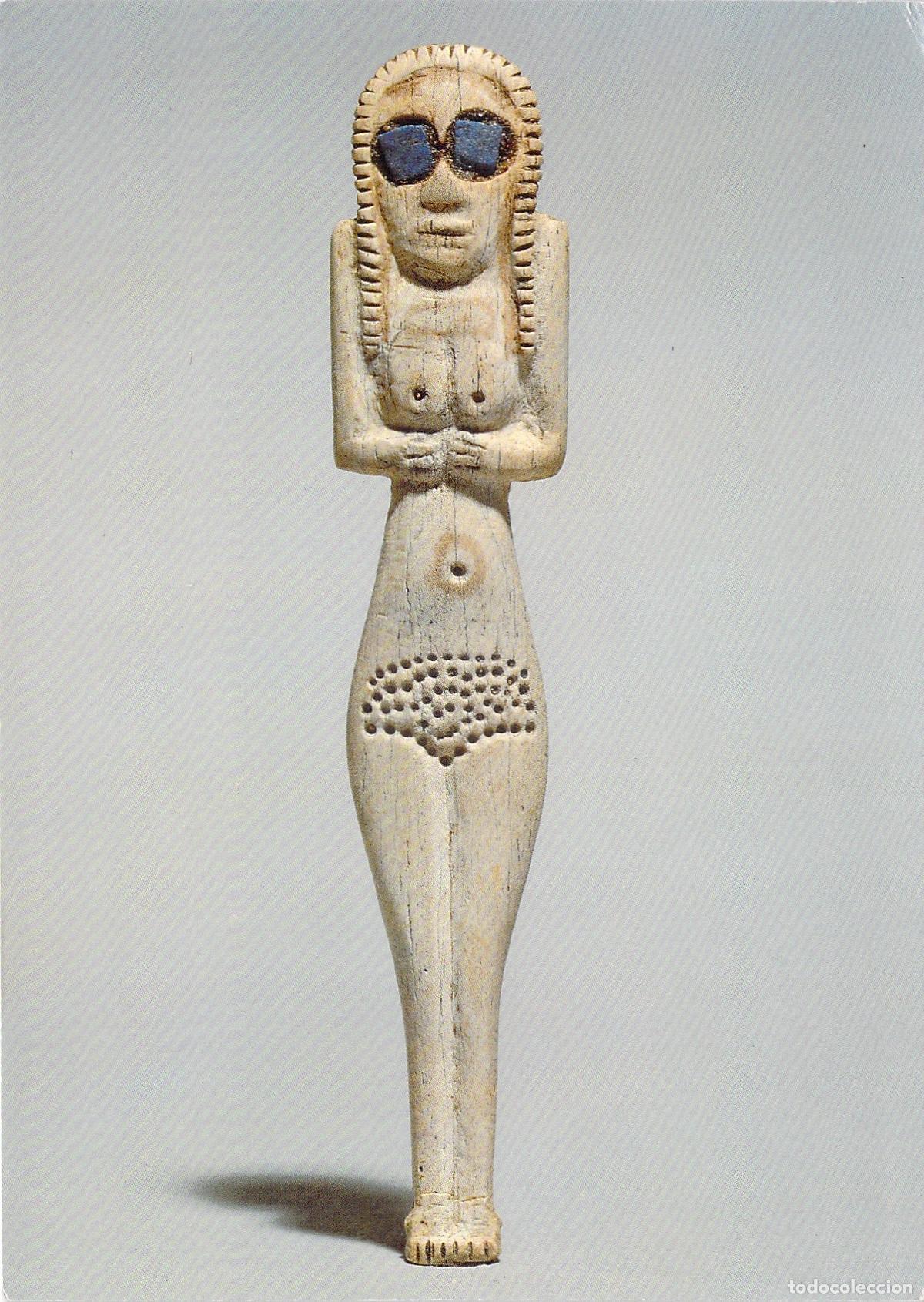 Postales: Postal Estatuilla de Marfil de Mujer Museo Brit&aacute;nico