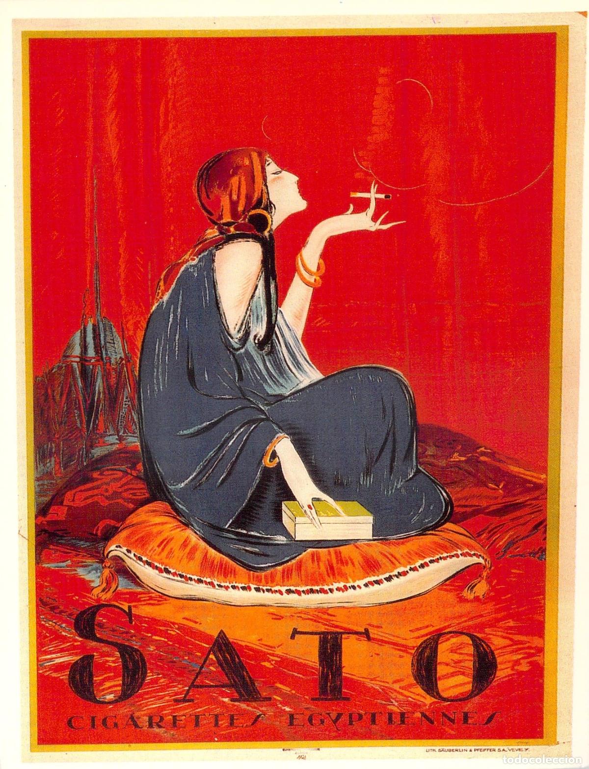 Postales: Postal Publicitaria Sato Cigarettes por Charles Loupot Art Deco