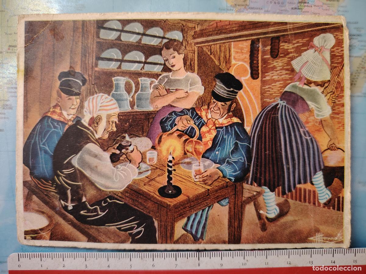 Postales: postal dibujo - cena en Normand&iacute;a - Francia