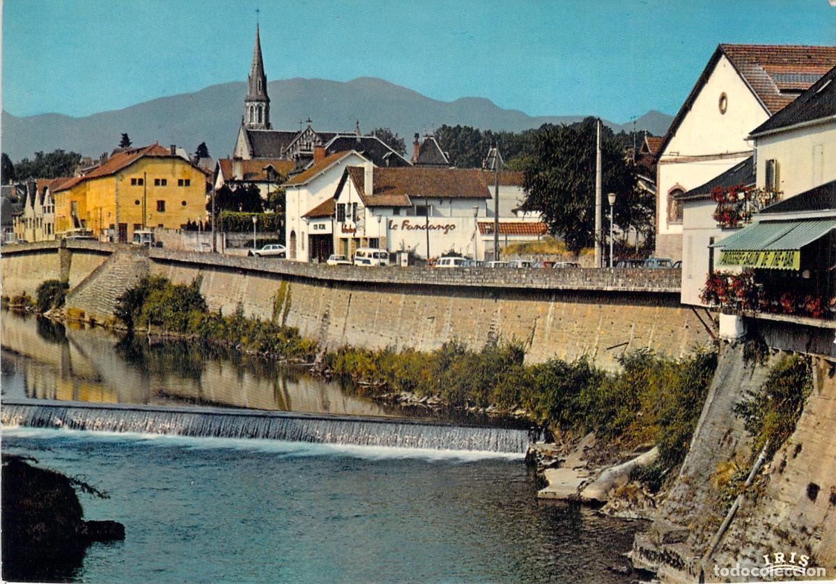 Postales: Postal de Maul&eacute;on, Francia - Vista del R&iacute;o Gave y Ciudad Feudal
