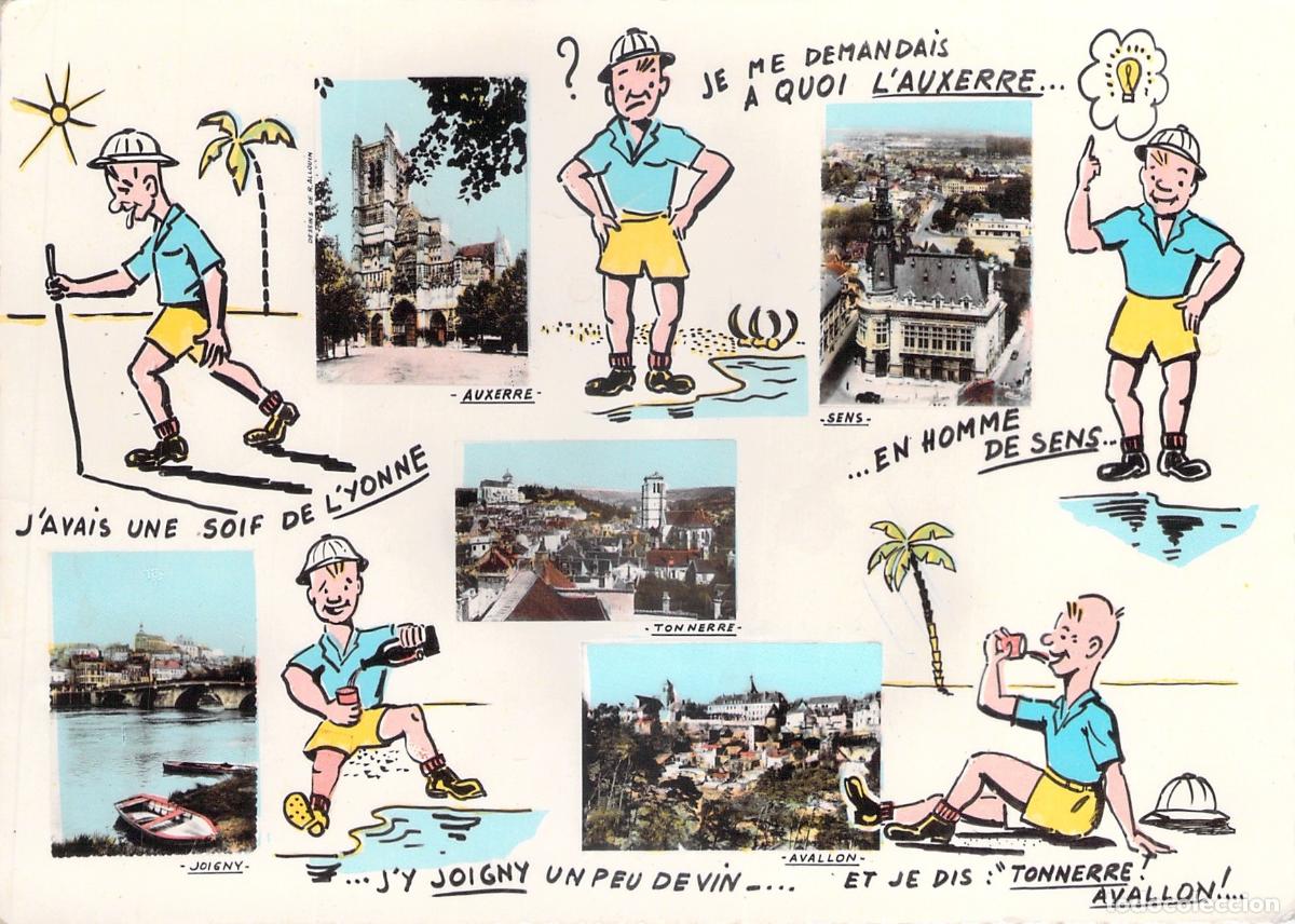 Postales: Postal de Humor con Vistas de Yonne, Francia - Auxerre, Sens, Joigny
