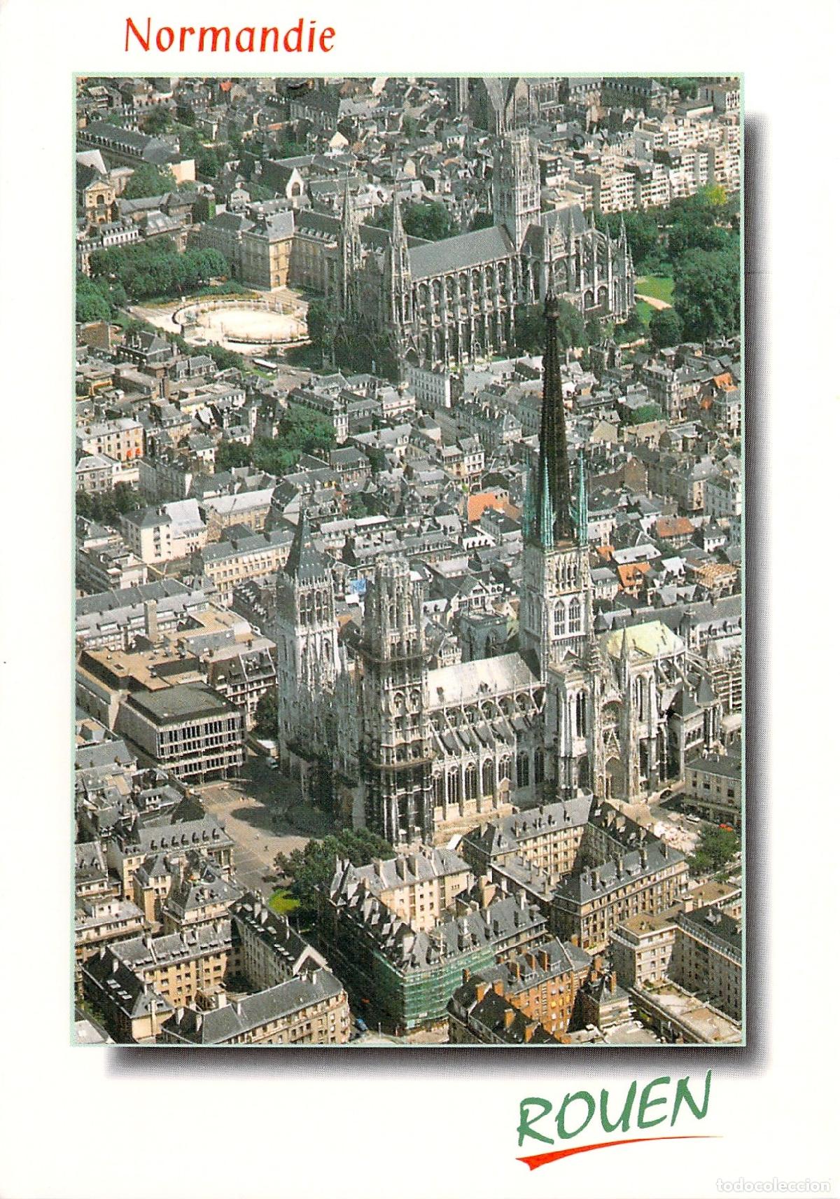 Postales: Postal de Rouen Normand&iacute;a Francia Vista A&eacute;rea Catedral y Abad&iacute;a San Ouen
