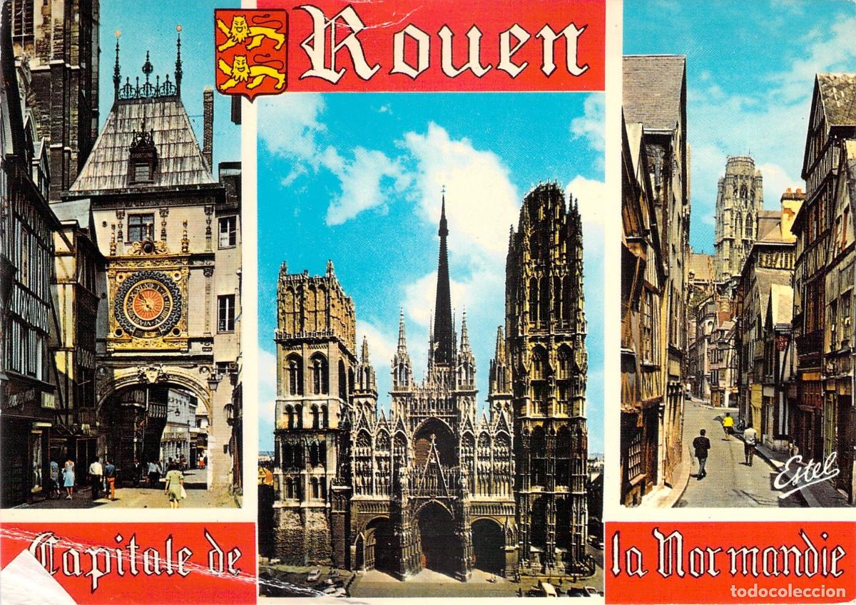 Postales: Postal de Rouen: Catedral Notre-Dame, Gros Horloge y Normand&iacute;a