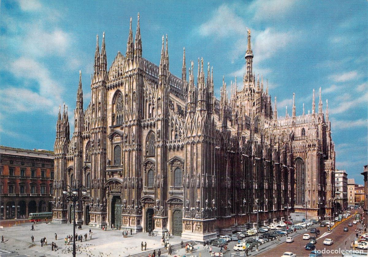 Postales: Tarjeta Postal de la Piazza Duomo y Catedral de Mil&aacute;n, Italia