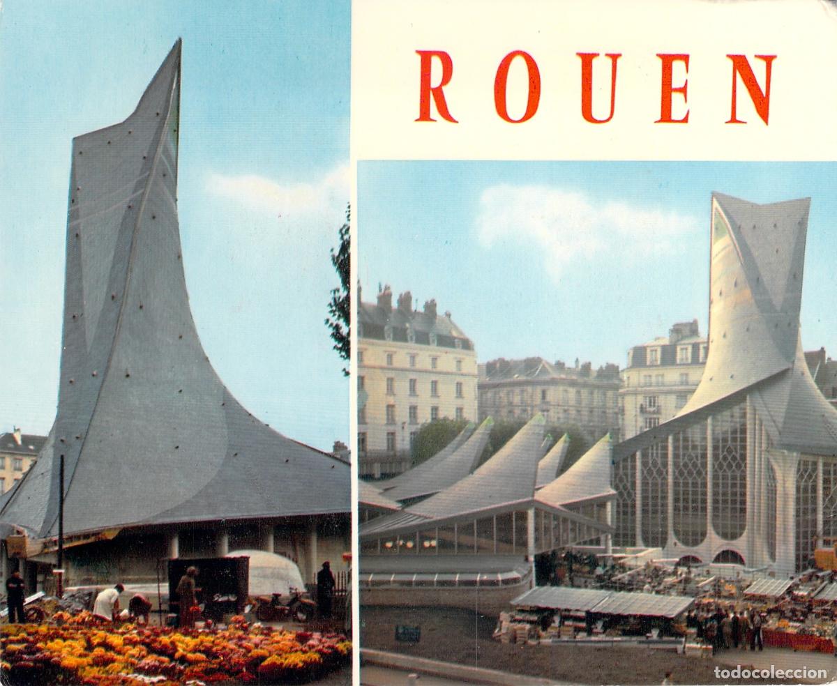 Postales: Postal de la Iglesia Santa Juana de Arco y Plaza del Mercado en Rouen