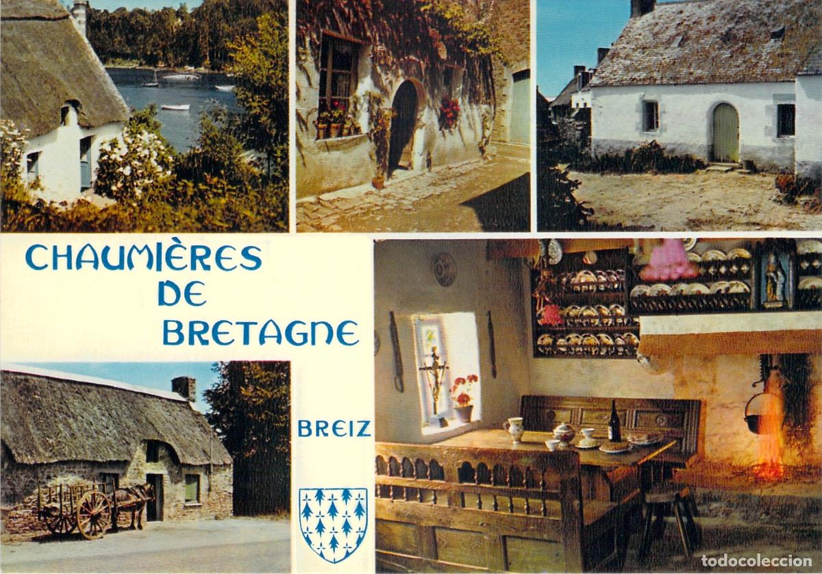 Postales: Postal de las Caba&ntilde;as de Paja de Breta&ntilde;a, Francia