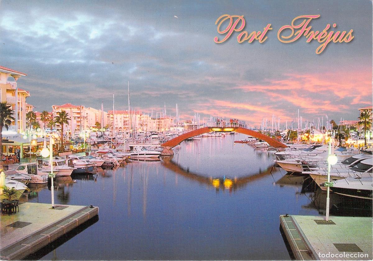 Cartoline: Postal Port Fr&eacute;jus Francia al Atardecer Costa Azul