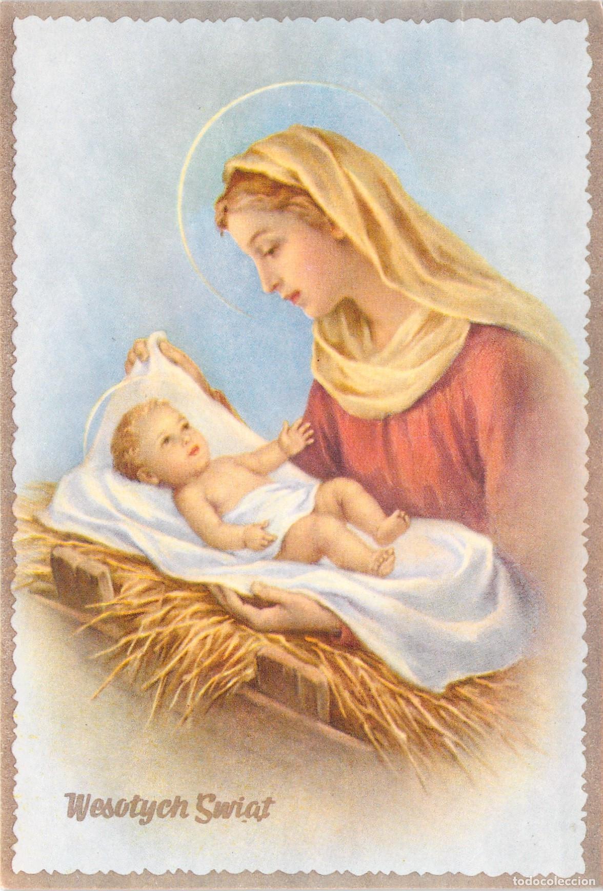 Postcards: Postal de Navidad Religiosa Virgen Mar&iacute;a y Ni&ntilde;o Jes&uacute;s