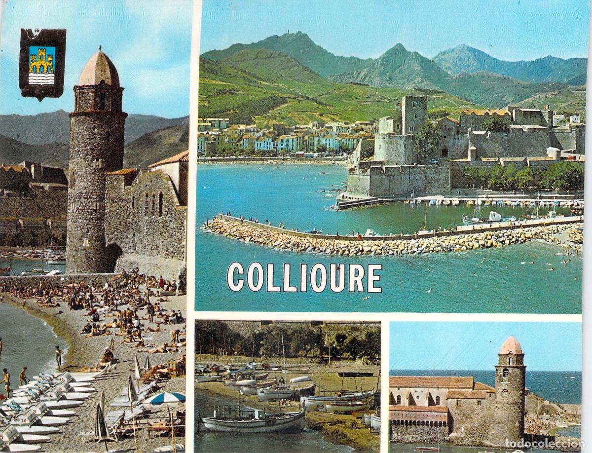 Postcards: Tarjeta Postal Collioure Francia Vistas de la Iglesia y Castillo Real