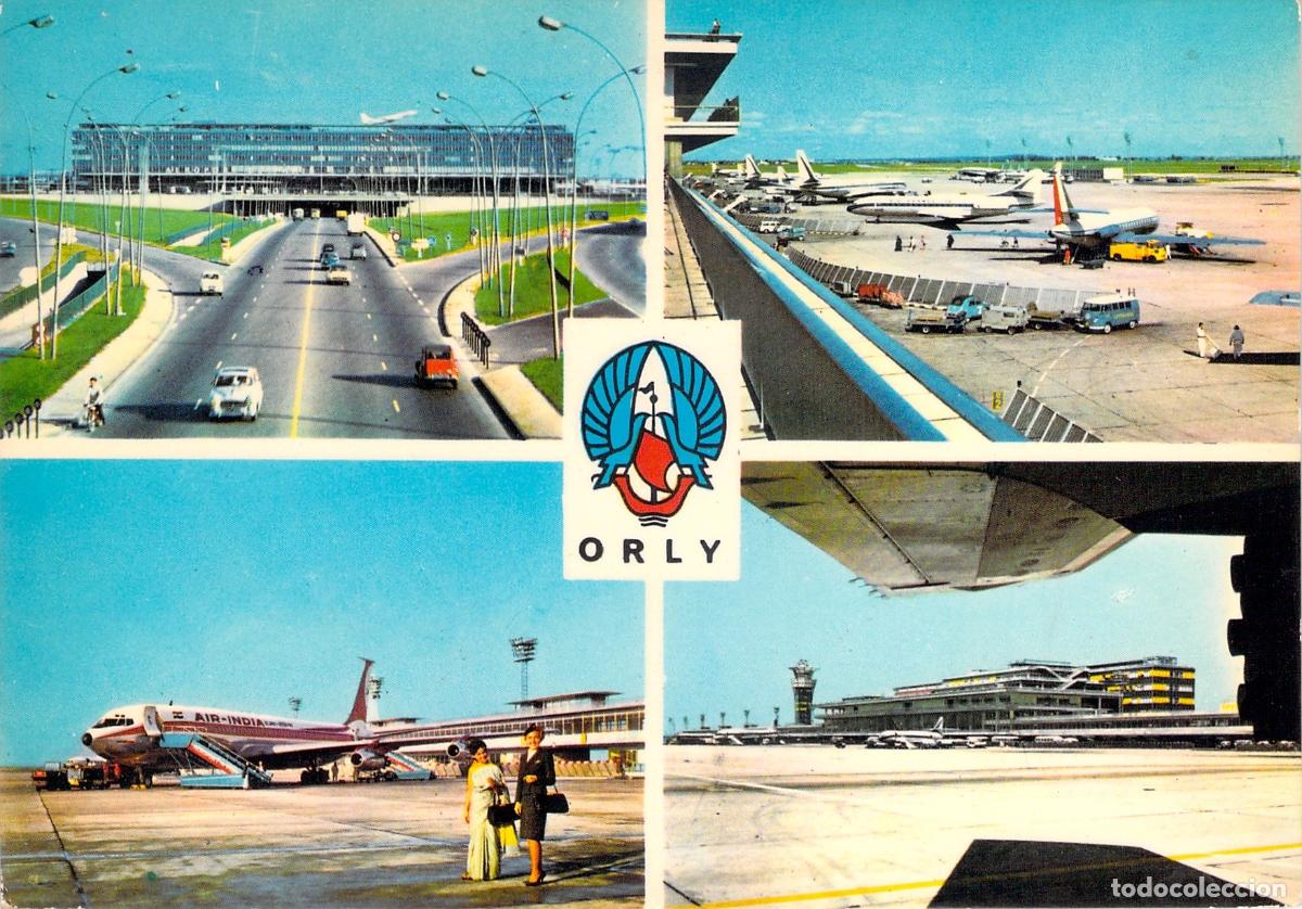 Cartes Postales: Postal del Aeropuerto de Par&iacute;s-Orly con Boeing 707 de Air India