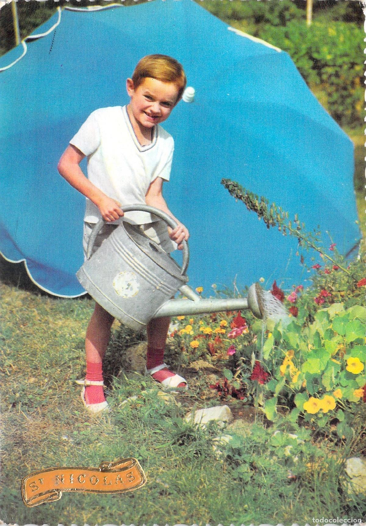 Postales: Tarjeta Postal San Nicol&aacute;s Ni&ntilde;o con Regadera Francia